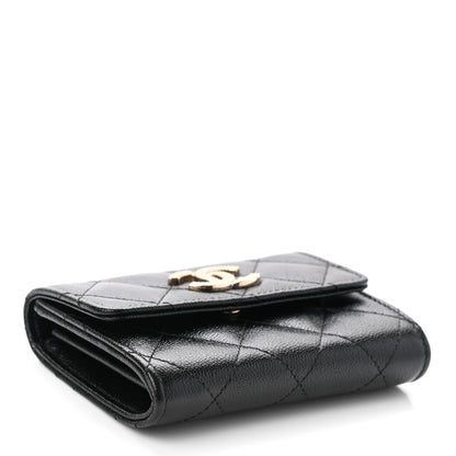 Chanel Shiny Caviar Quilted Studded CC Flap Card Holder Black 4 of 9