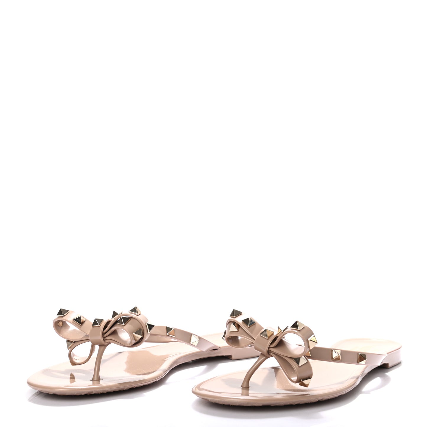 PVC Jelly Rockstud Bow Thong Sandals 41 Poudre