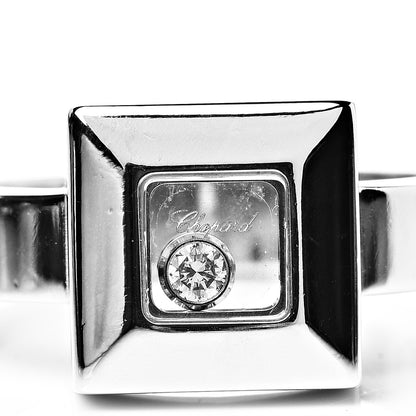 Chopard 18K White Gold Diamond Happy Diamond Square Ring 53 6.5 7 of 8