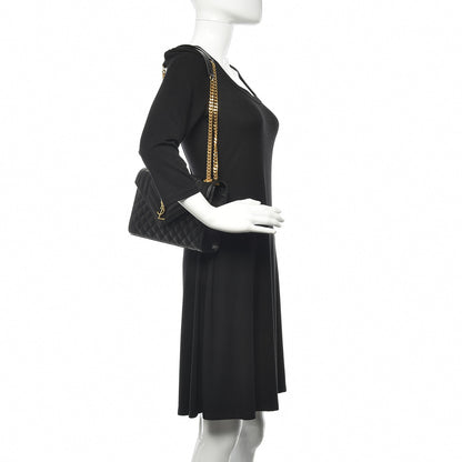 Saint Laurent Grain De Poudre Textured Mixed Matelasse Triquilt Medium Monogram Satchel Black 2 of 12