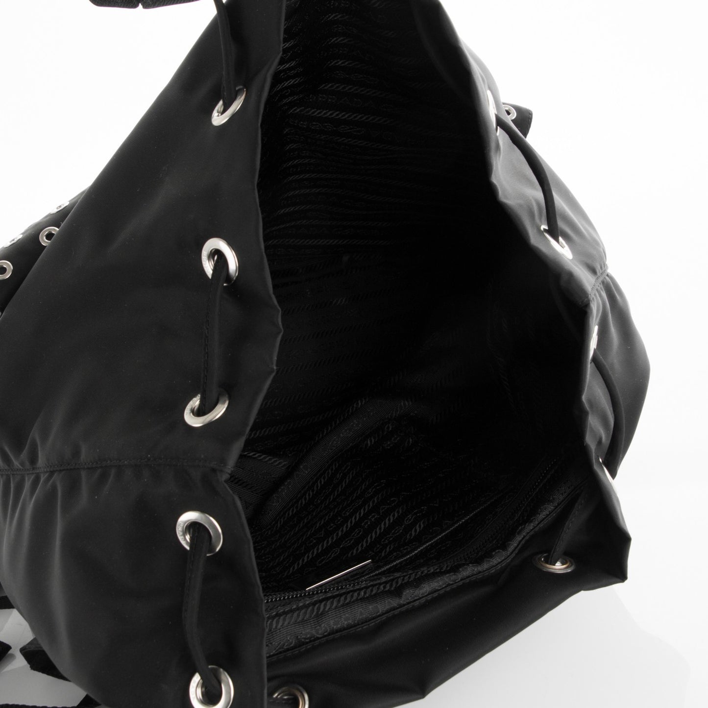 Tessuto Nylon Grommet Backpack Black