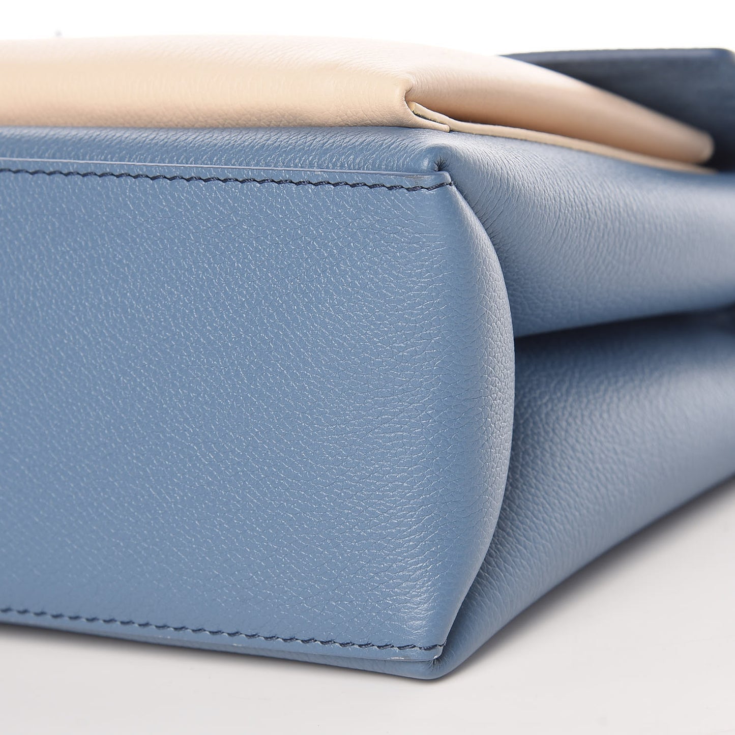 Soft Calfskin My Lockme Top Handle Blue Jean Creme