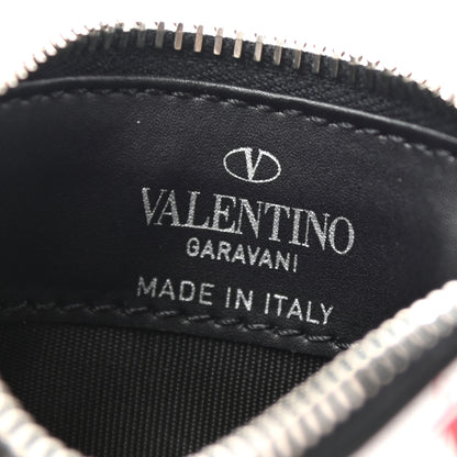 Valentino Garavani Calfskin VLTN Zip Coin Card Case White Red 6 of 6