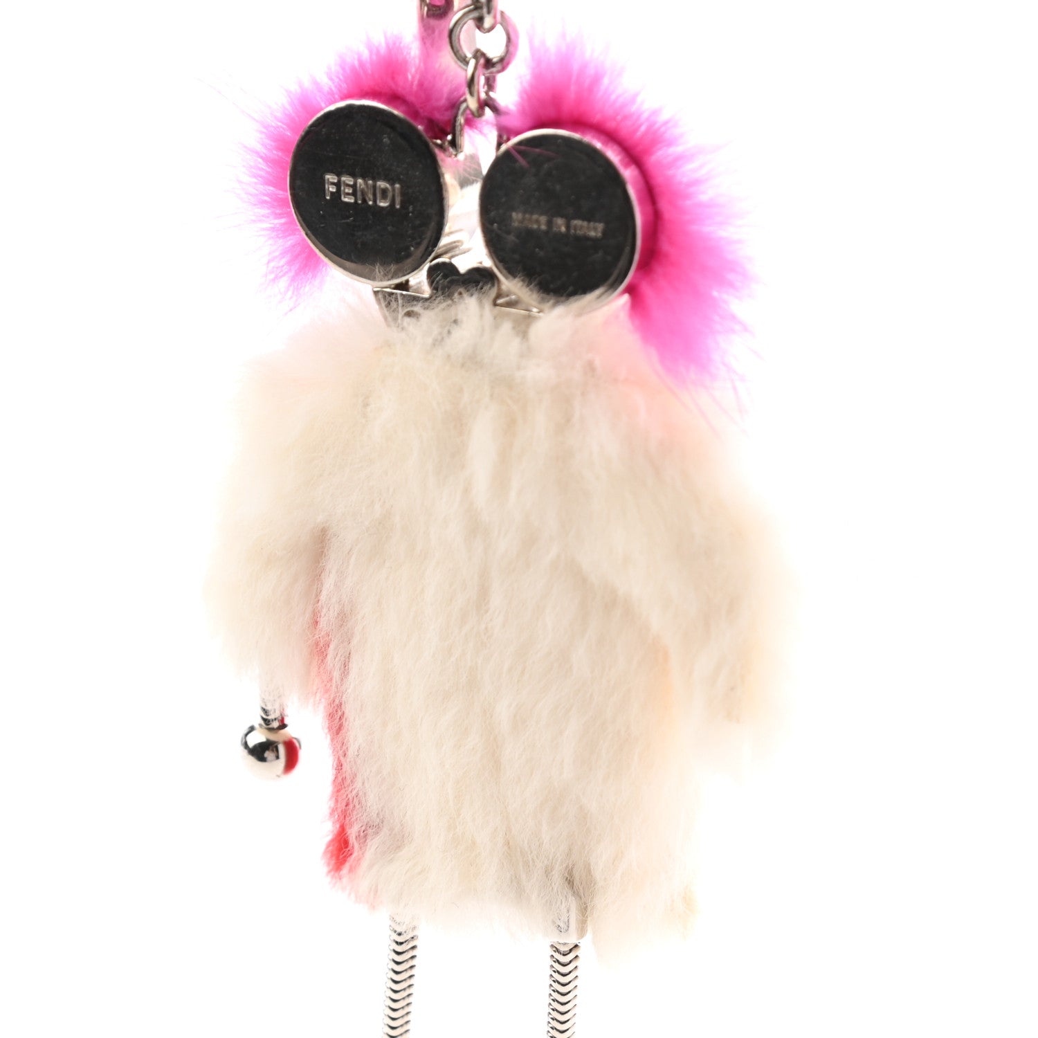 Fendi Rabbit Mink Fox Fur F is Fendi Teen Witch Bag Charm White Multicolor 4 of 5