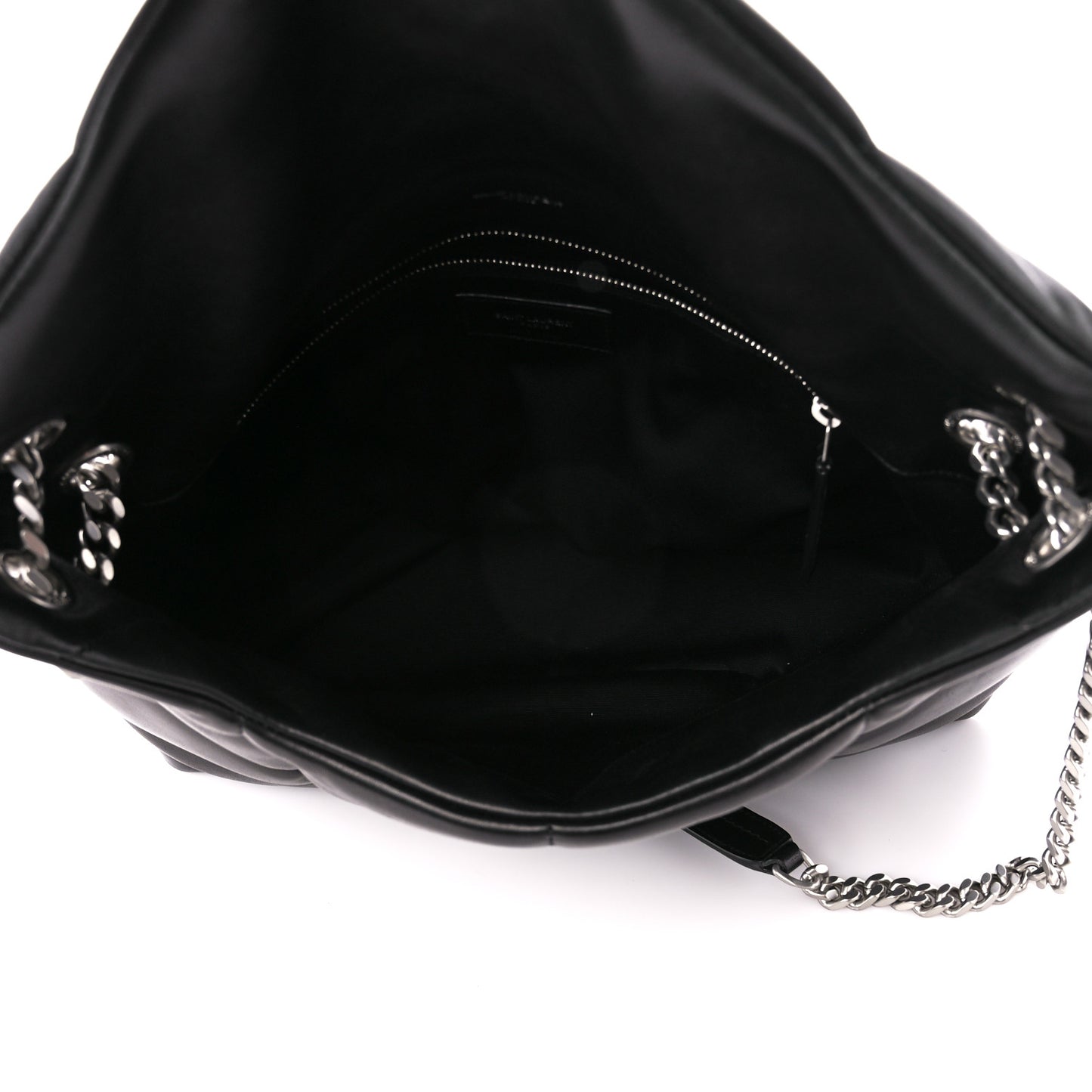 Lambskin Quilted Medium Loulou Puffer Monogram Chain Satchel Black