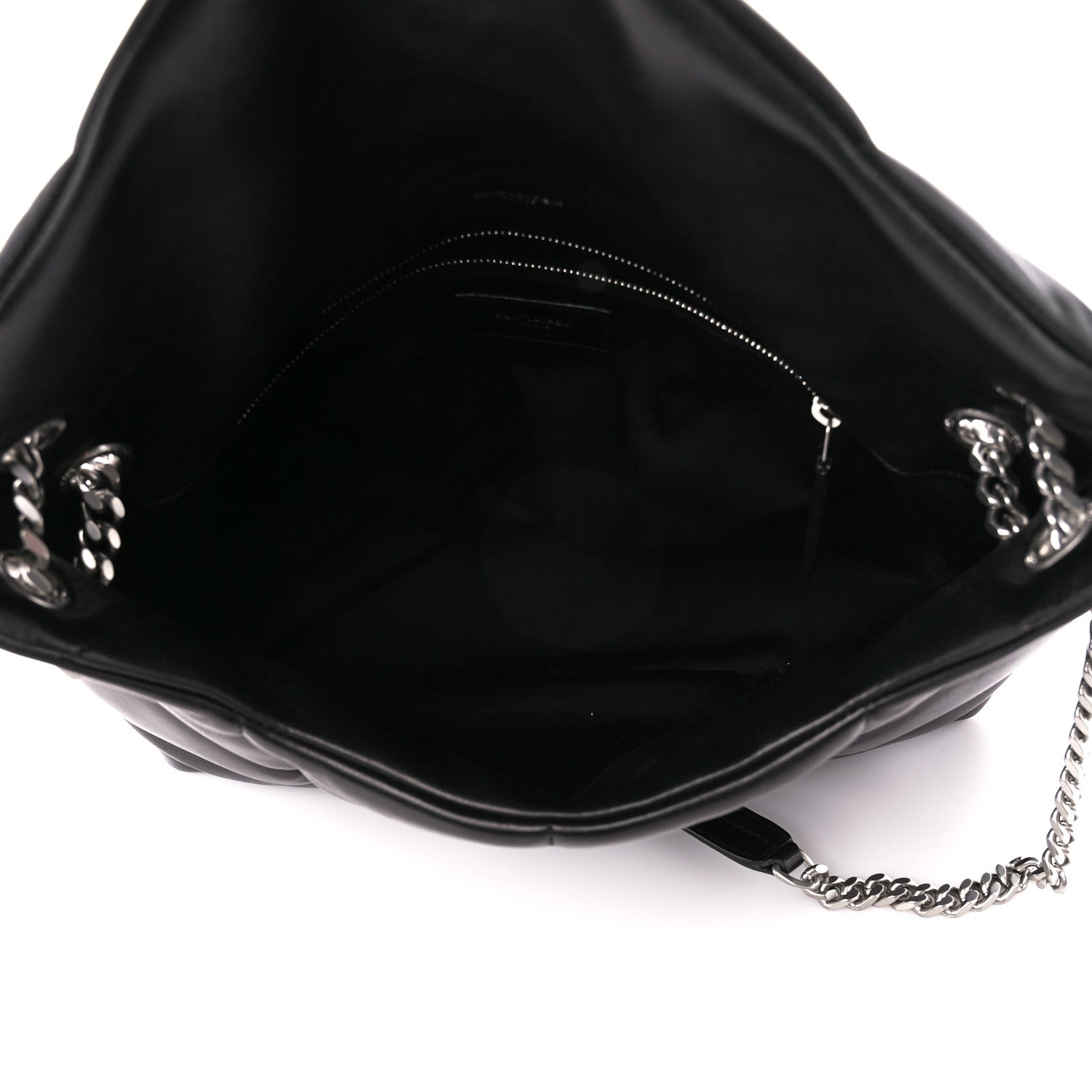 Saint Laurent Lambskin Quilted Medium Loulou Puffer Monogram Chain Satchel Black 5 of 11