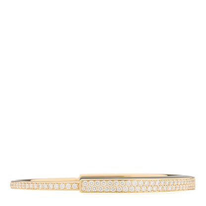 Tiffany 18K Yellow Gold Diamond Tiffany Lock Bangle Pave Bracelet 2 of 14