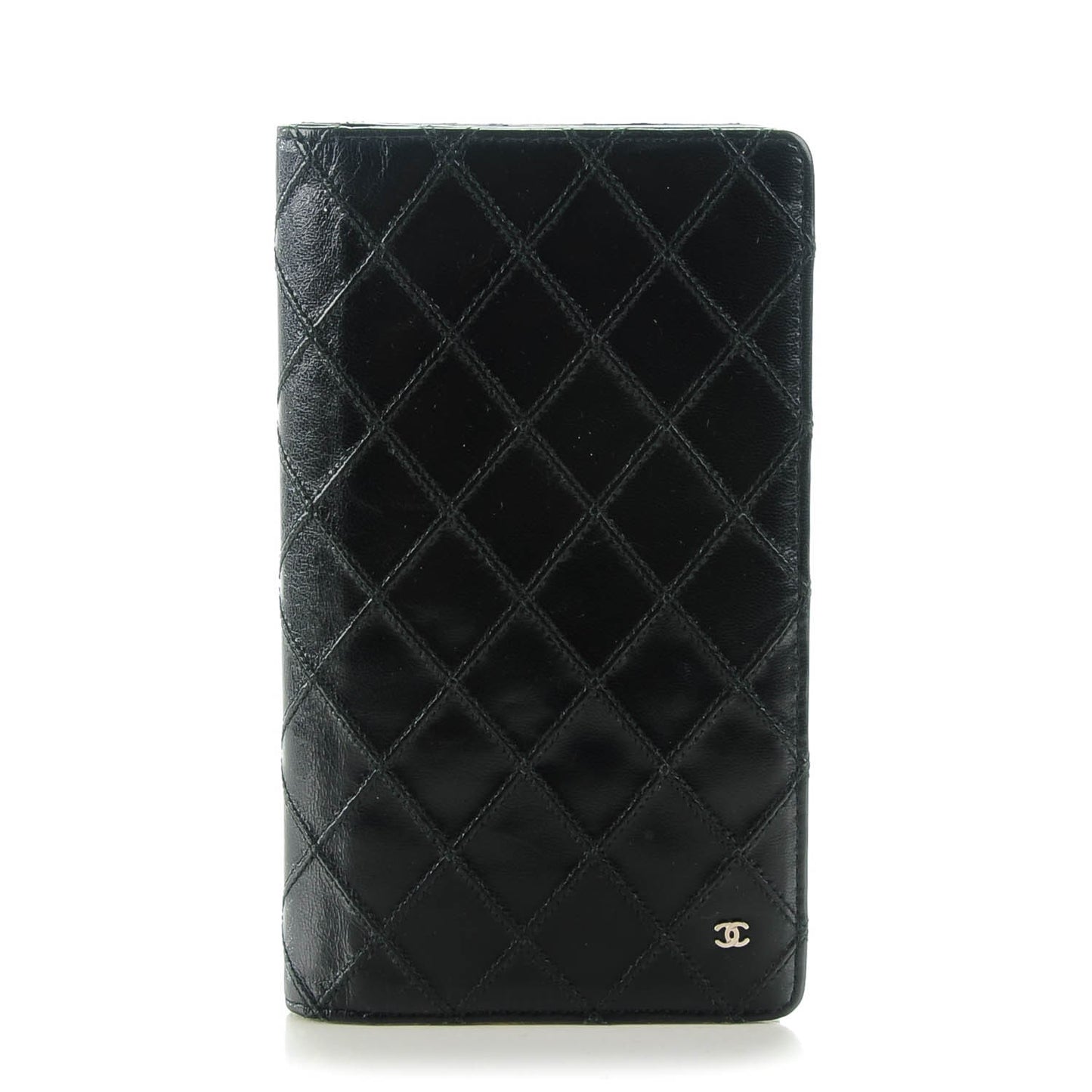 Diamond Stitched Yen Wallet Black
