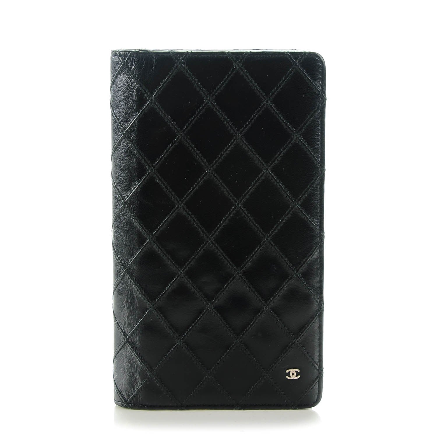 Chanel Diamond Stitched Yen Wallet Black 1 of 8