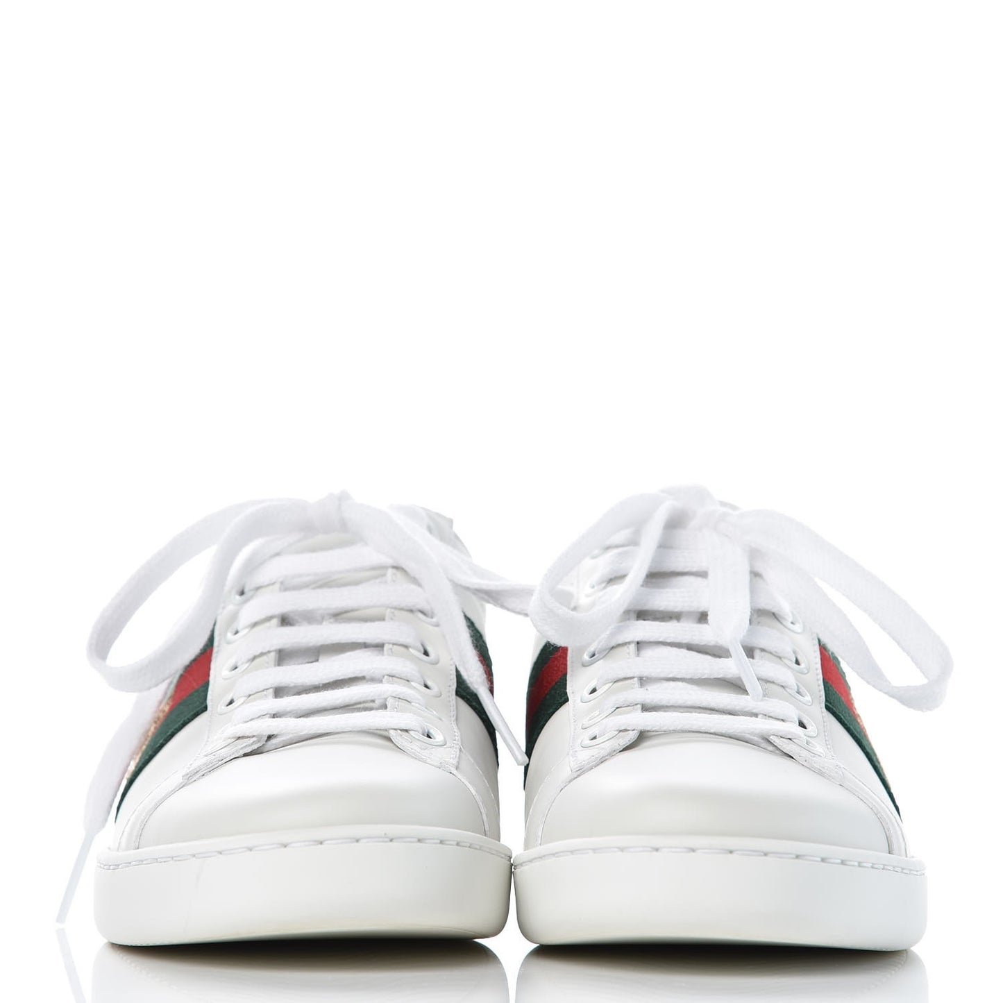 Calfskin Ayers Bee Embroidered Ace Sneakers 34.5 White Green