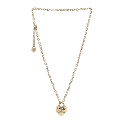 Chanel Metal CC Heart Locket Necklace Gold 3 of 7