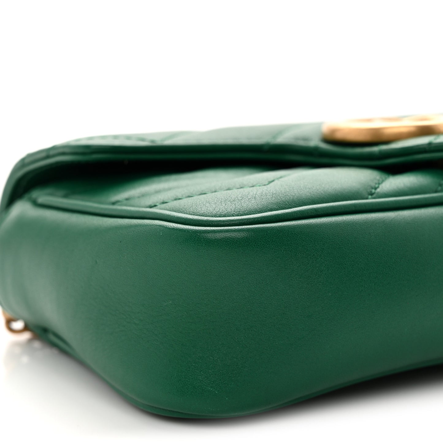Calfskin Matelasse Super Mini GG Marmont Shoulder Bag Emerald Green