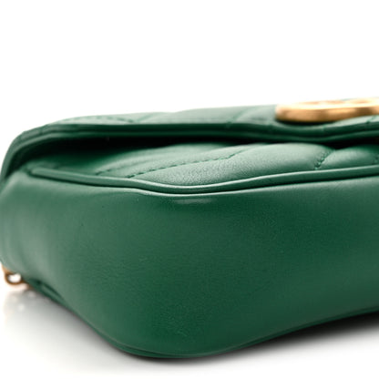 Gucci Calfskin Matelasse Super Mini GG Marmont Shoulder Bag Emerald Green 9 of 10