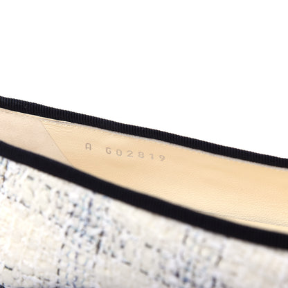 Chanel Tweed Cap Toe Ballerina Flats 40 White Black 10 of 11