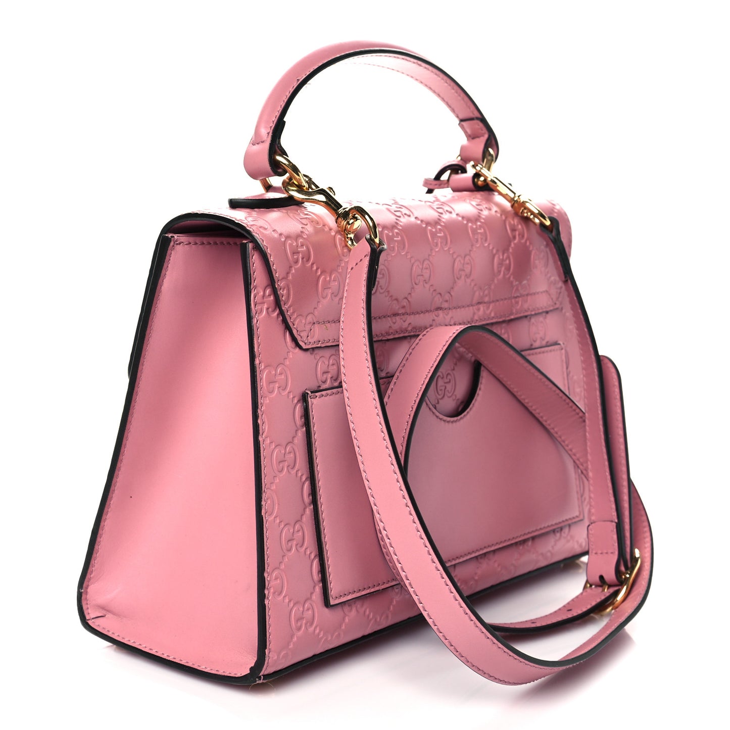 Guccissima Signature Small Padlock Top Handle Bag Rose Baby Candy