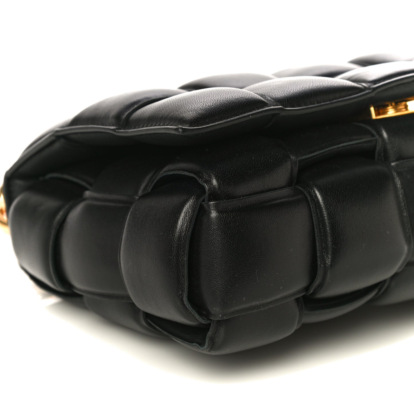 Lambskin Maxi Intreccio Padded Chain Cassette Crossbody Bag Black