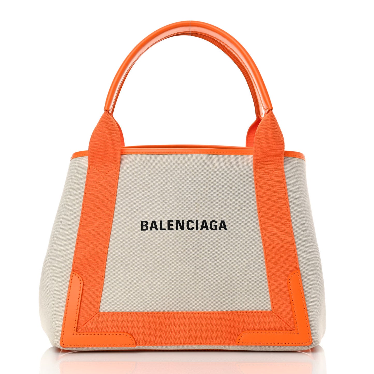Cotton Canvas Calfskin S Navy Cabas Orange