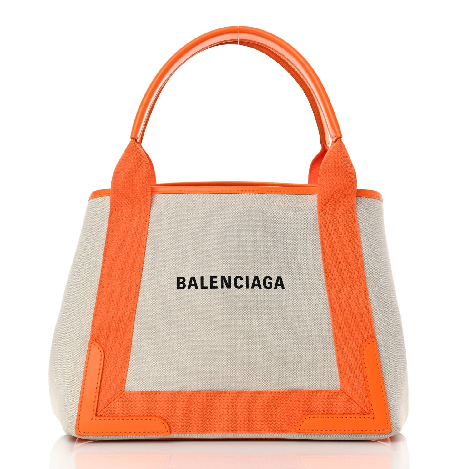 Balenciaga Cotton Canvas Calfskin S Navy Cabas Orange 3 of 14