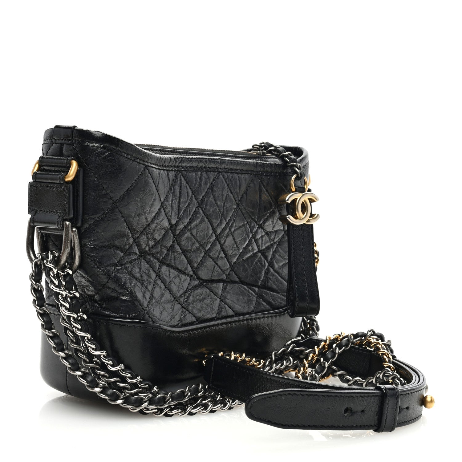 Chanel Aged Calfskin Quilted Small Gabrielle Hobo Black 3 of 12