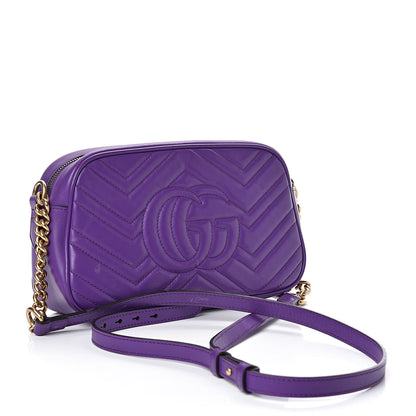 Gucci Calfskin Matelasse Small GG Marmont Chain Shoulder Bag Shine Purple 3 of 14