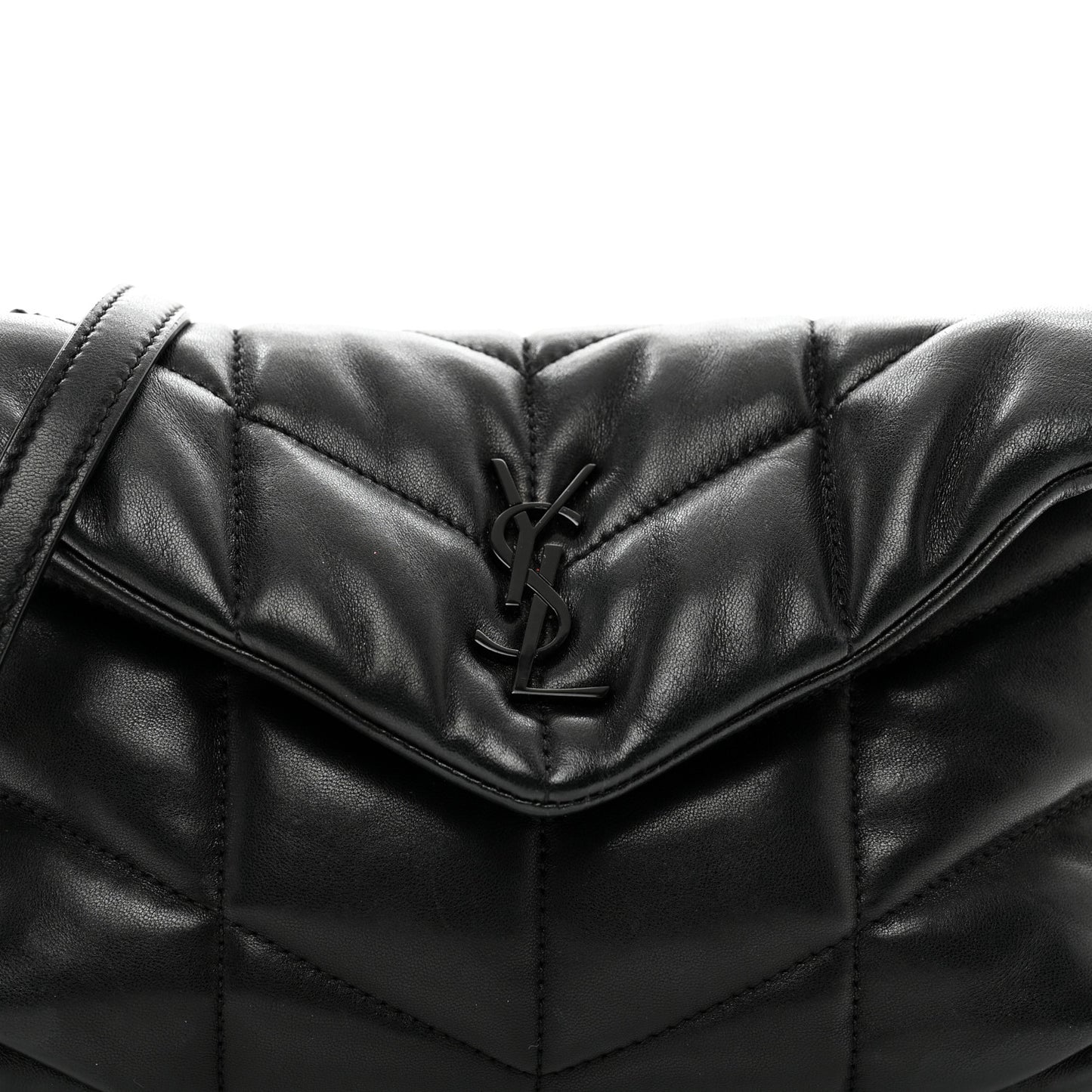 Lambskin Quilted Toy Loulou Puffer Monogram Monochrome Chain Satchel Black