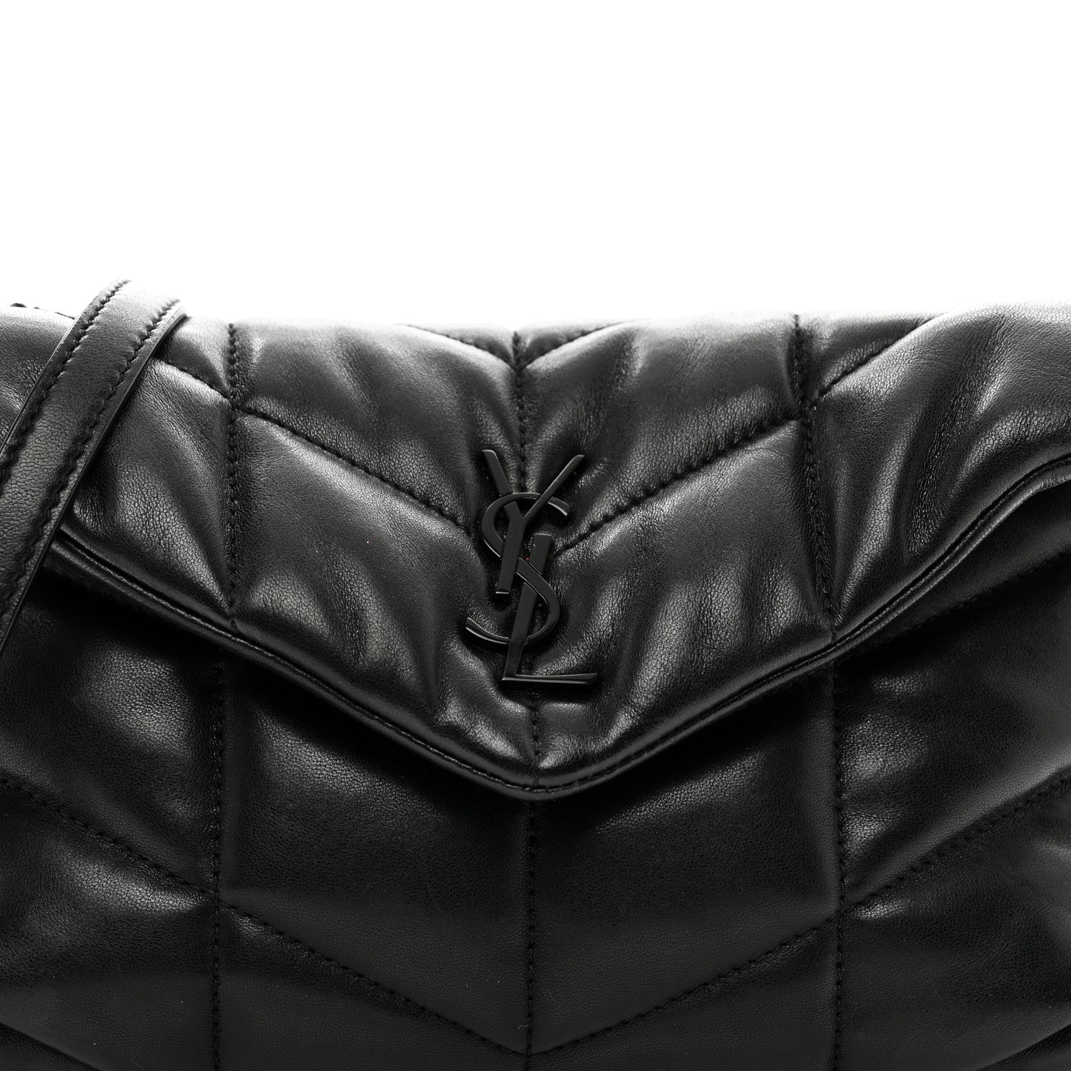 Saint Laurent Lambskin Quilted Toy Loulou Puffer Monogram Monochrome Chain Satchel Black 5 of 10