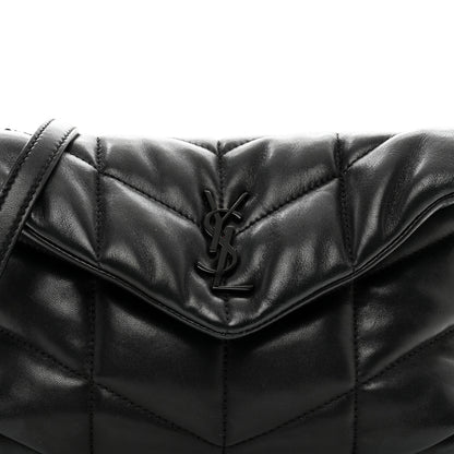 Saint Laurent Lambskin Quilted Toy Loulou Puffer Monogram Monochrome Chain Satchel Black 5 of 10