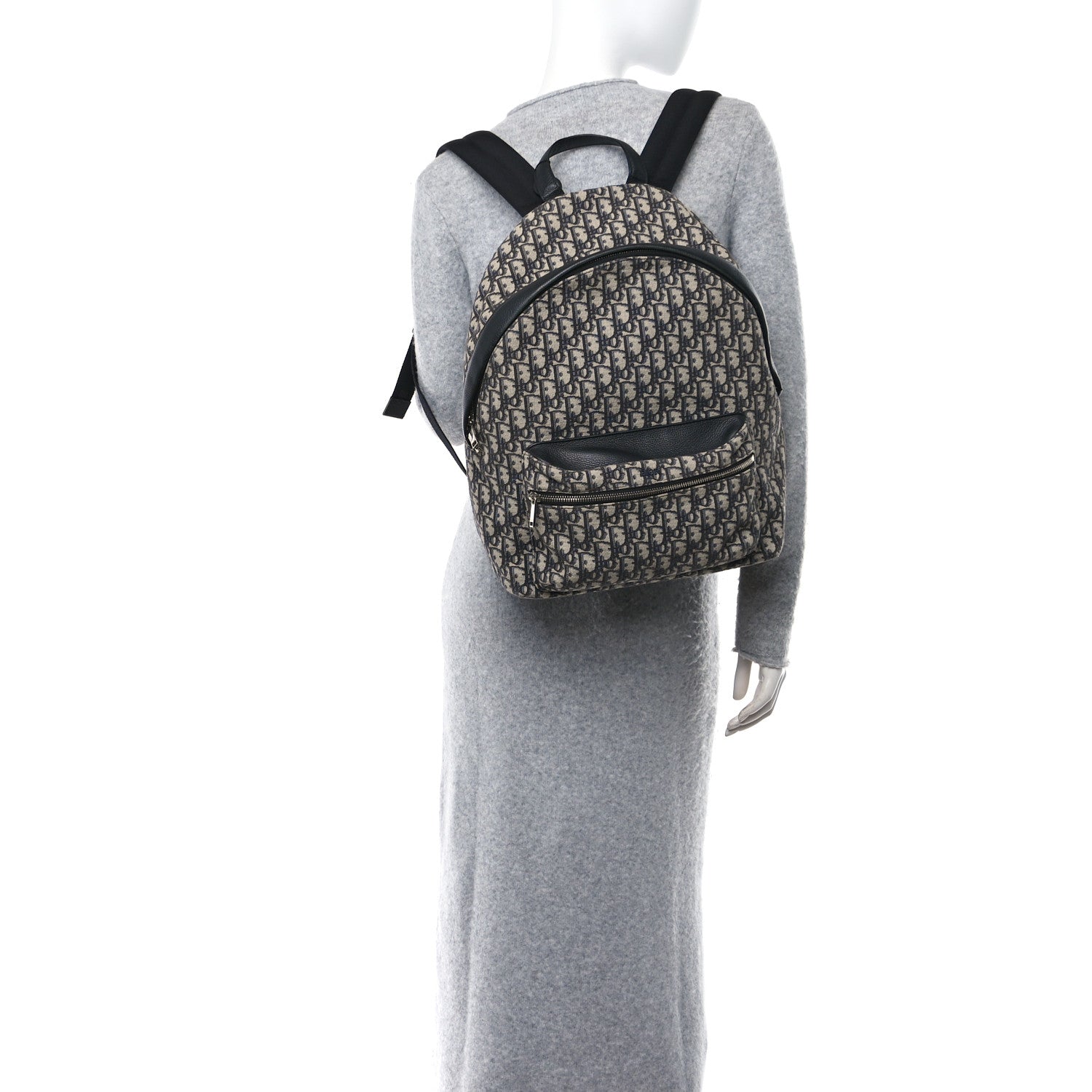 Christian Dior Oblique Calfskin Rider Backpack Beige Black 2 of 12