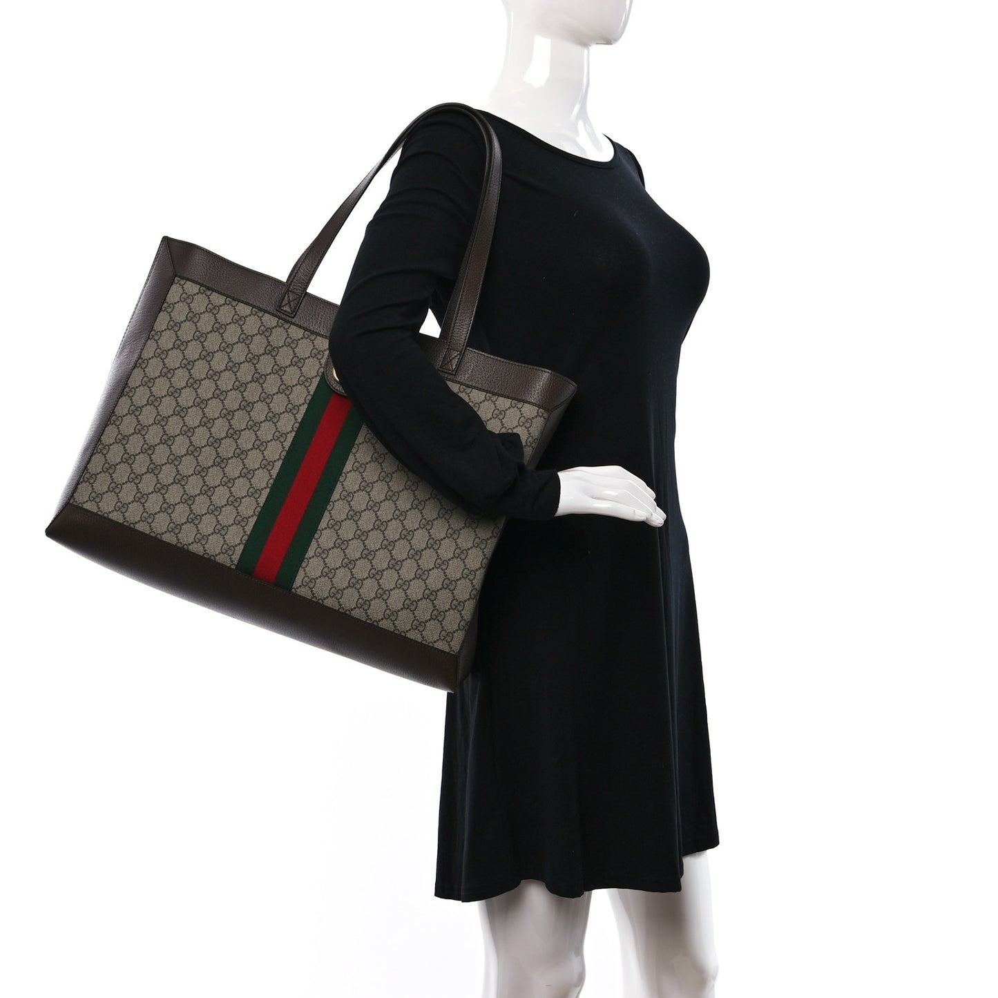 GG Supreme Monogram Web Ophidia Tote Brown