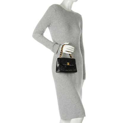 Chanel Lizard Quilted Mini Flap Evening Bag Black 2 of 9