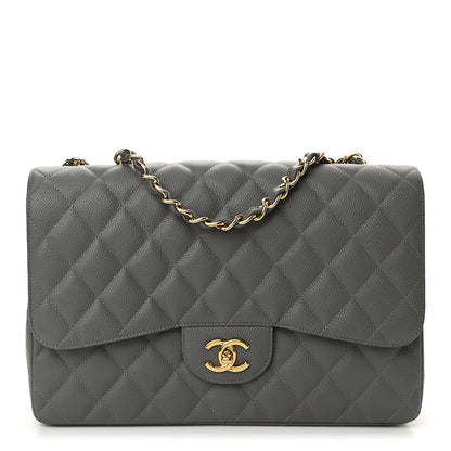 Chanel Caviar Quilted Jumbo Single Flap Grey 1 of 10