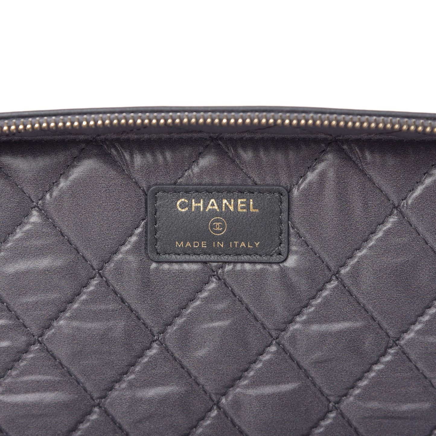 Lambskin Quilted Large Vanity Pouch Grey