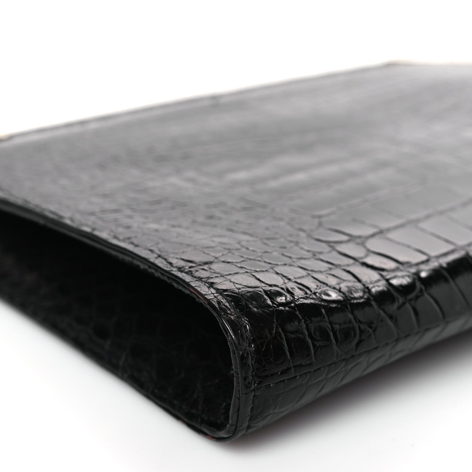 Salvatore Ferragamo Crocodile Frame Clutch Black 7 of 9