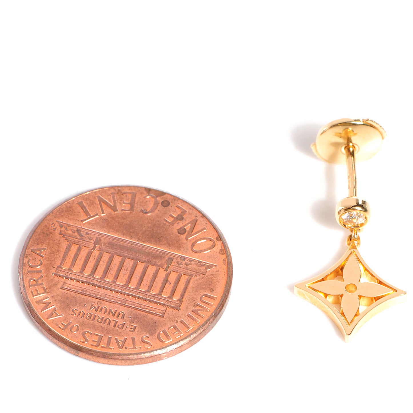 18K Rose Gold Diamond Idylle Blossom Monogram Single Stud Earring