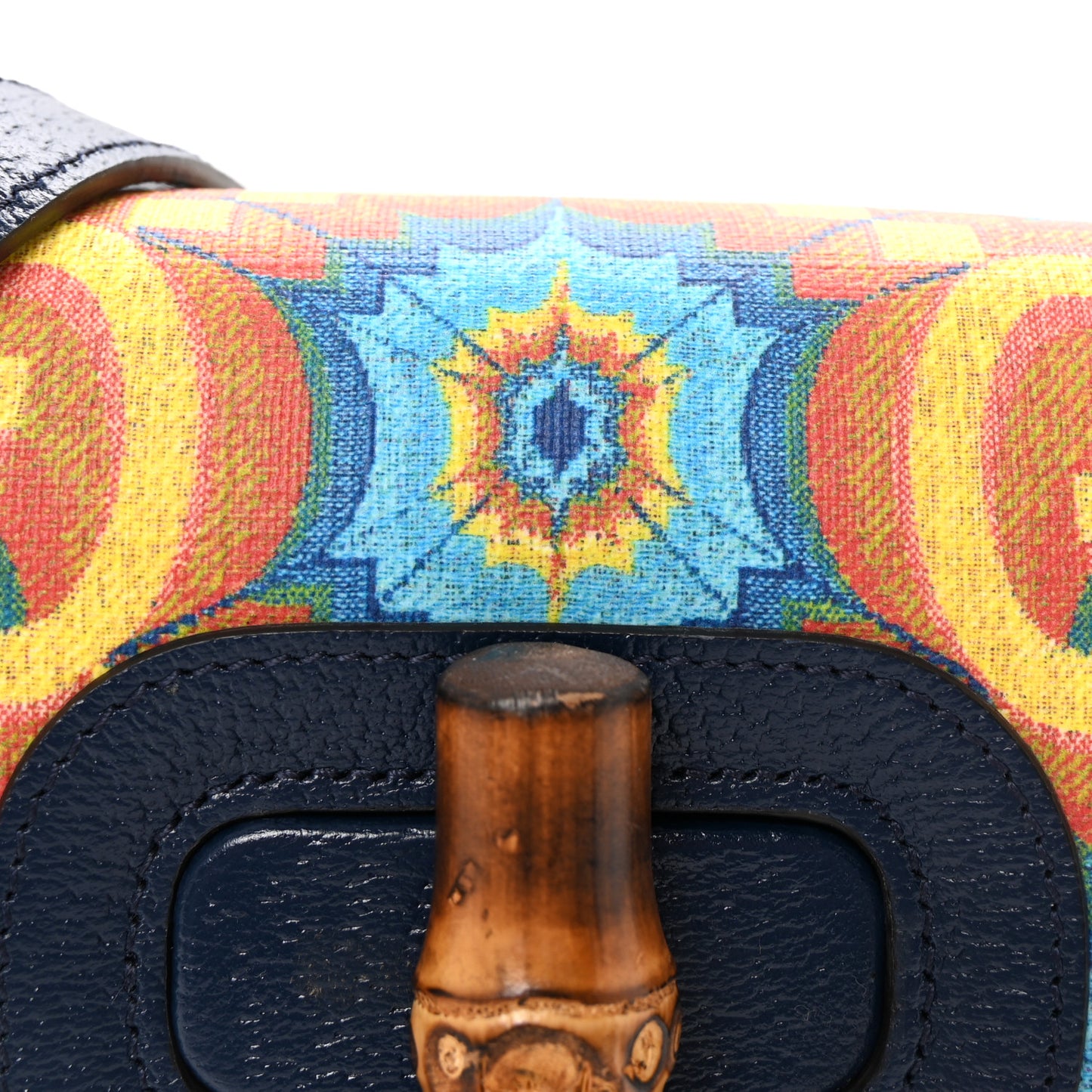 Calfskin Kaleidoscope Medium Bamboo 1947 Top Handle Bag Blue Orange Multicolor Blue Agata