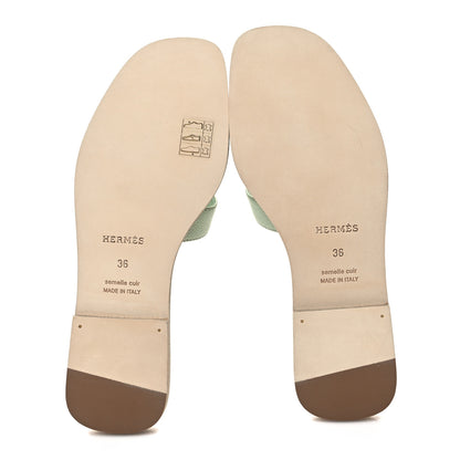 Hermes Epsom Oran Sandals 36 Vert Jade 5 of 9