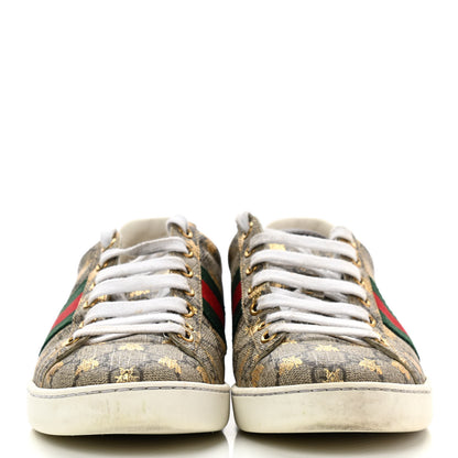 Gucci GG Supreme Monogram Bees Ayers Web Womens Ace Sneakers 35.5 Beige Oro Green Red 2 of 15