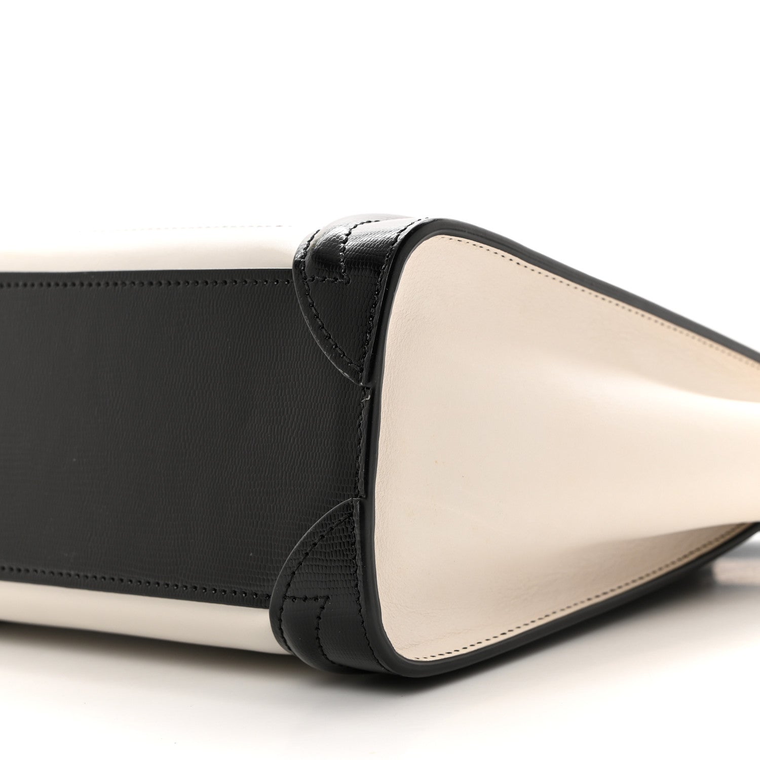 Celine Smooth Calfskin Lizard Embossed Nano Luggage White Black 9 of 9