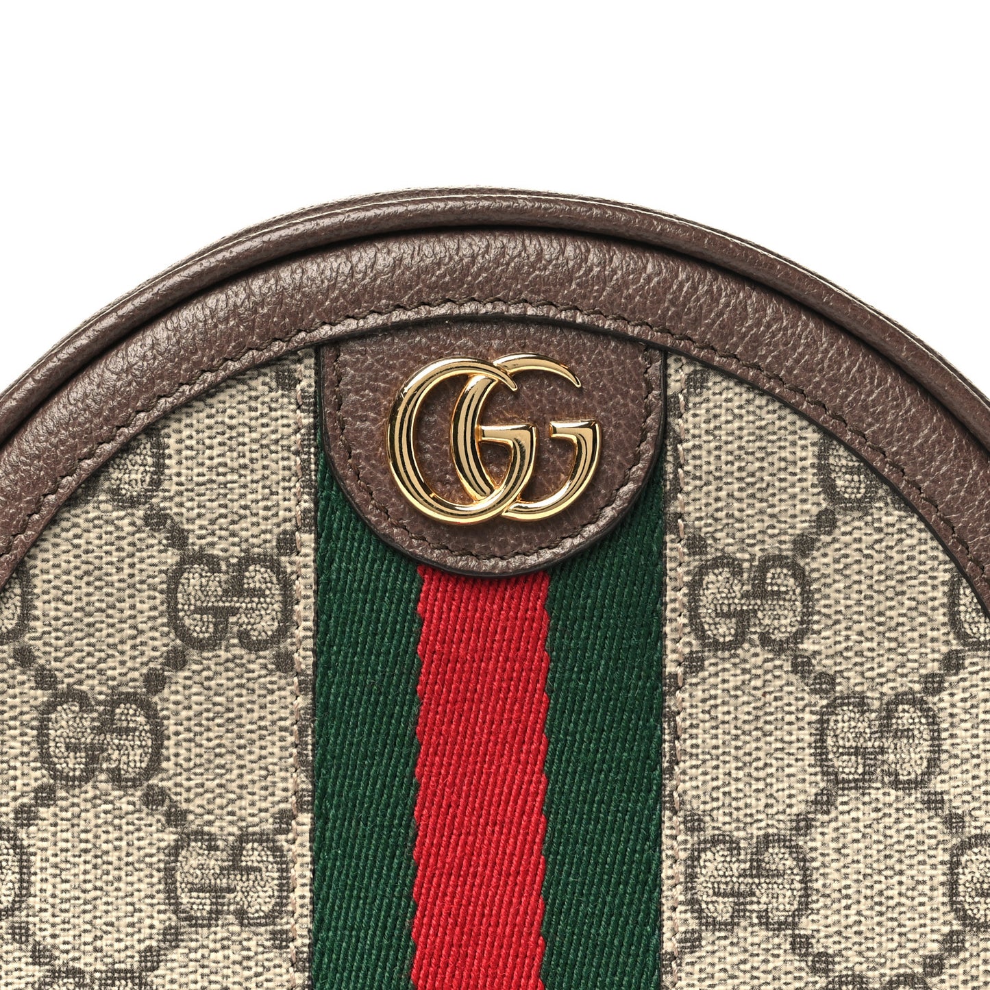 GG Supreme Monogram Web Ophidia Circle Wristlet Beige New Acero
