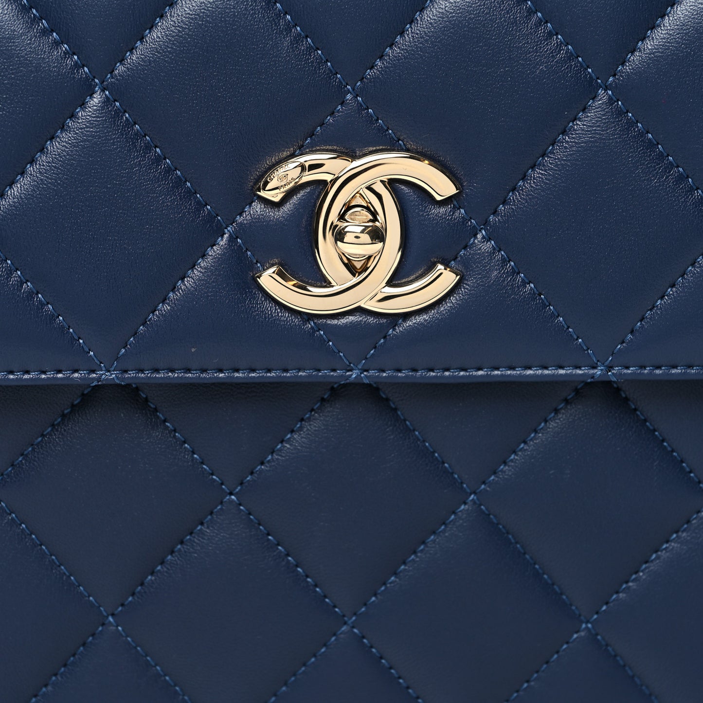 Lambskin Quilted Small Trendy CC Flap Dual Handle Bag Navy