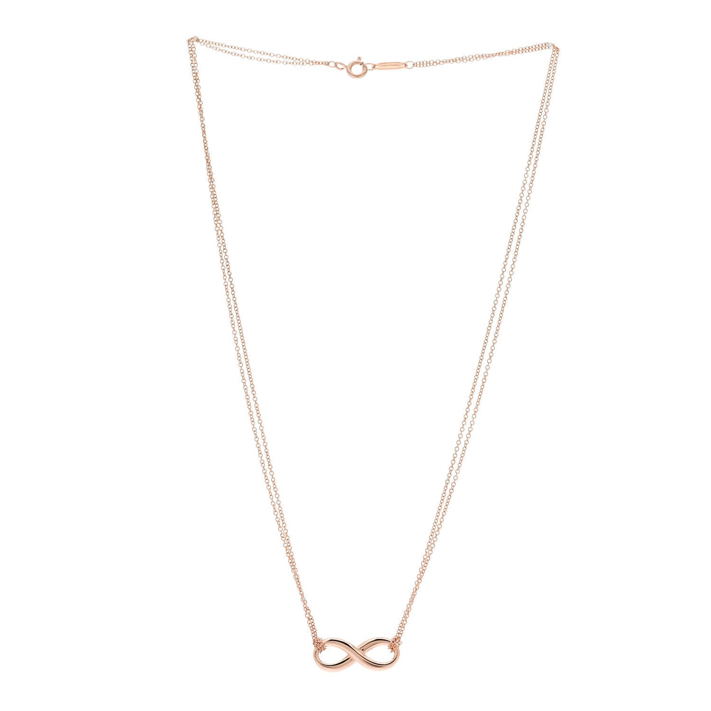 18K Rose Gold Infinity Double Chain Pendant Necklace
