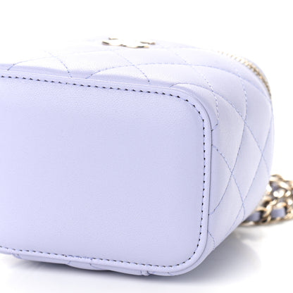 Chanel Lambskin Quilted Top Handle Mini Vanity Case With Chain Light Purple 9 of 9