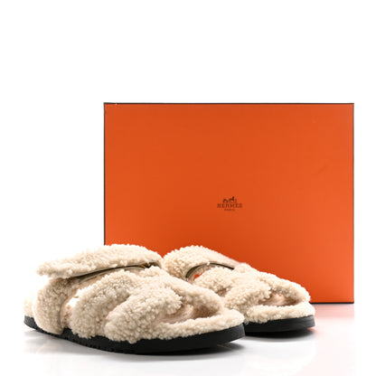 Hermes Woolskin Womens Chypre Sandals 40.5 Ecru 8 of 8