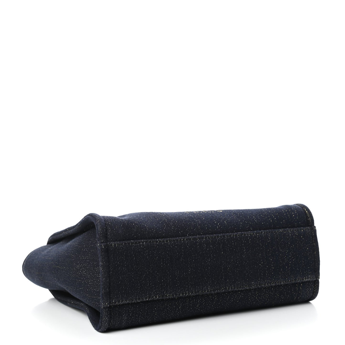 Lurex Canvas Small Deauville Tote Navy Blue Gold