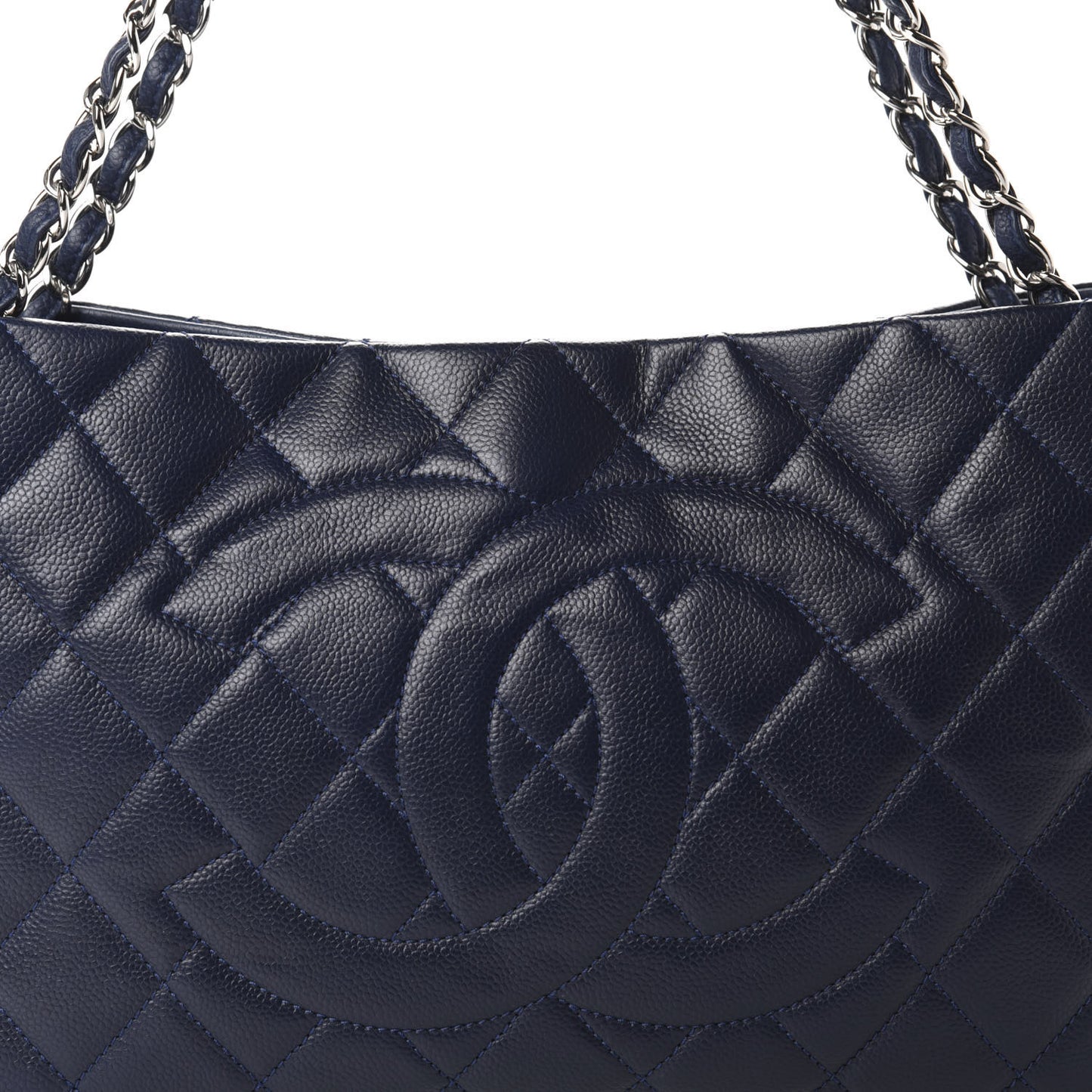 Caviar Quilted Expandable Zip Shoulder Bag Blue