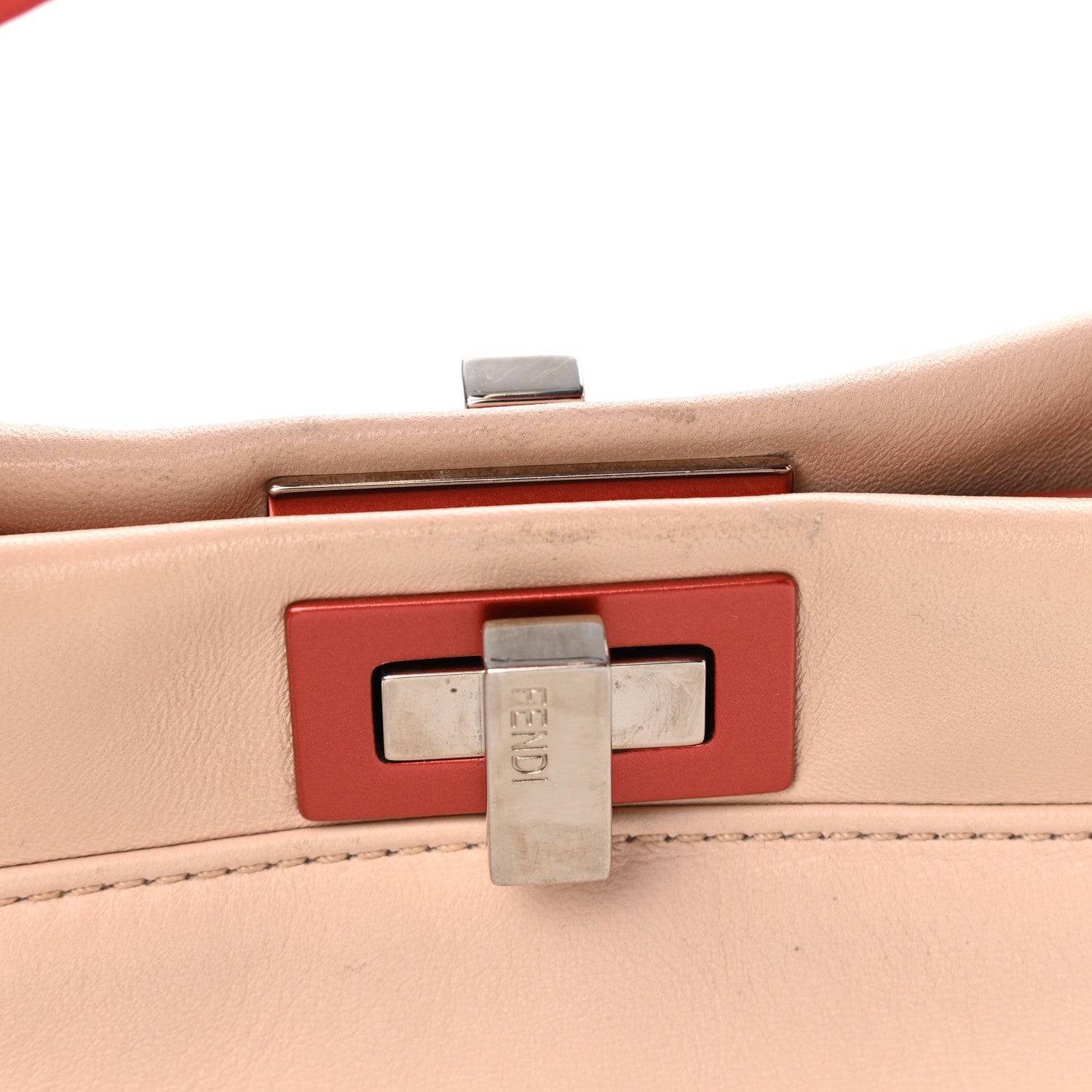 Fendi Nappa Colorblock Mini Peekaboo Iconic Satchel Plaster Sunflower Papavero 14 of 18