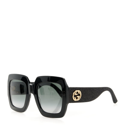 Gucci Square Frame Glitter GG0102S Sunglasses Black 1 of 8