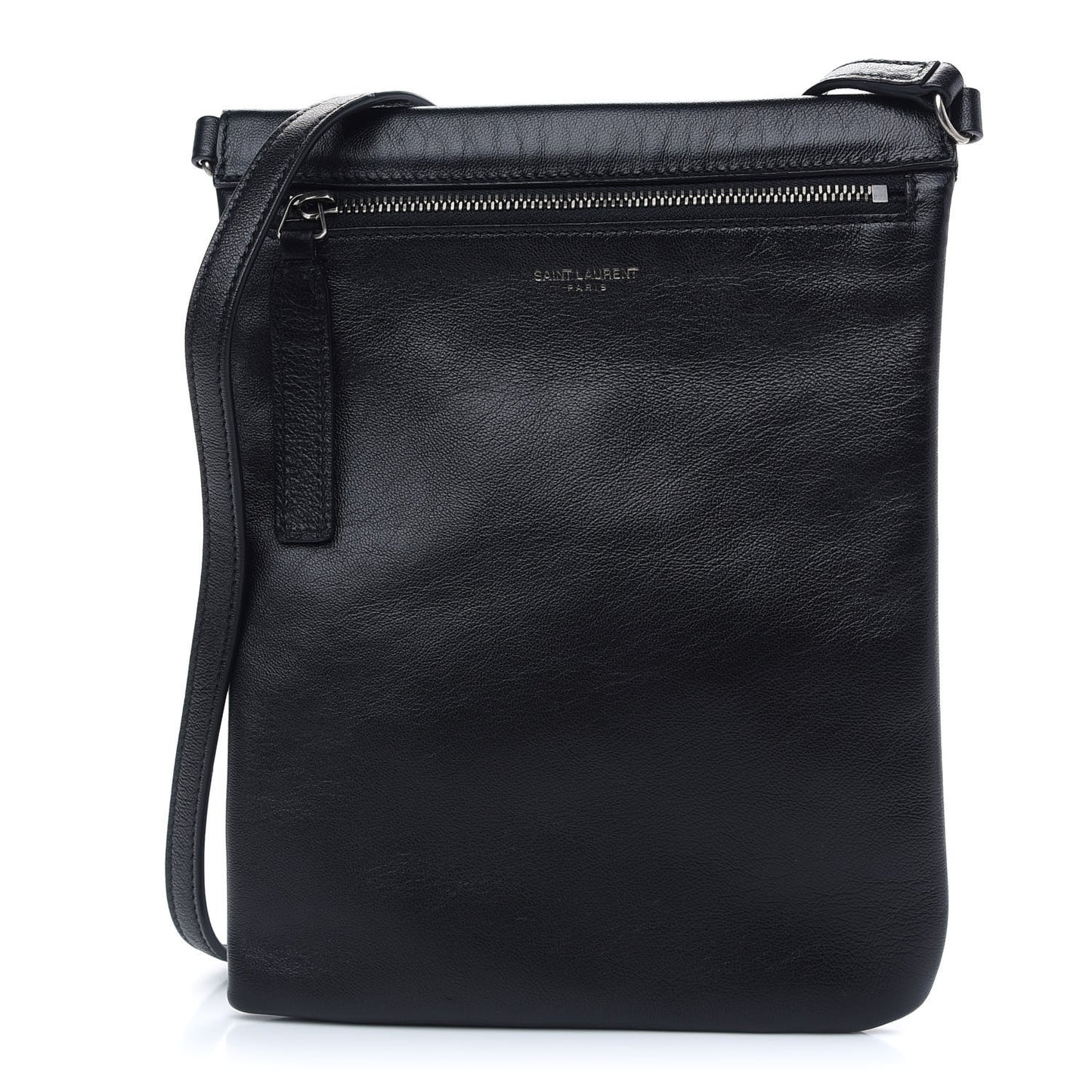 Antiqued Lambskin Sid Flat Crossbody Black