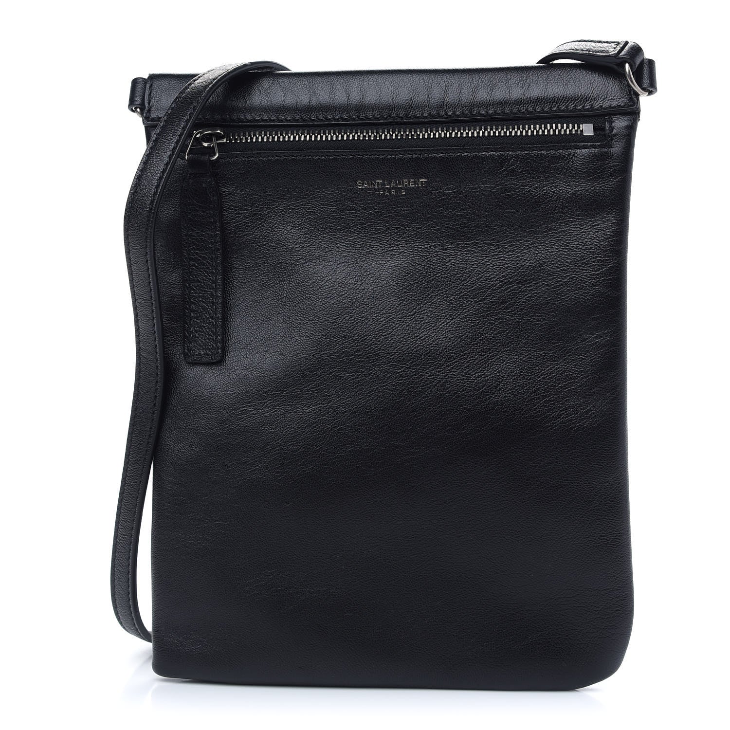 Saint Laurent Antiqued Lambskin Sid Flat Crossbody Black 1 of 9