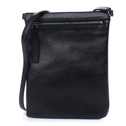 Saint Laurent Antiqued Lambskin Sid Flat Crossbody Black 1 of 9